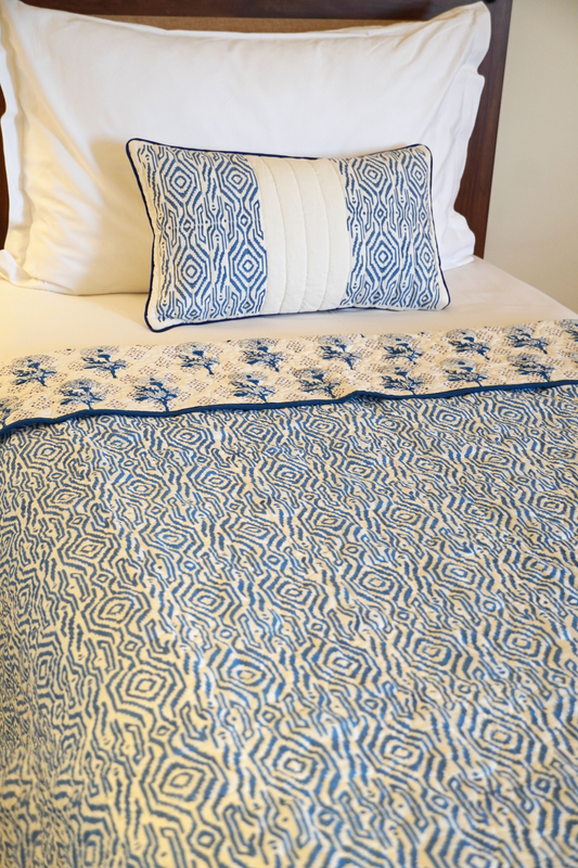 Marigold Indigo Print-on-Print Quilt