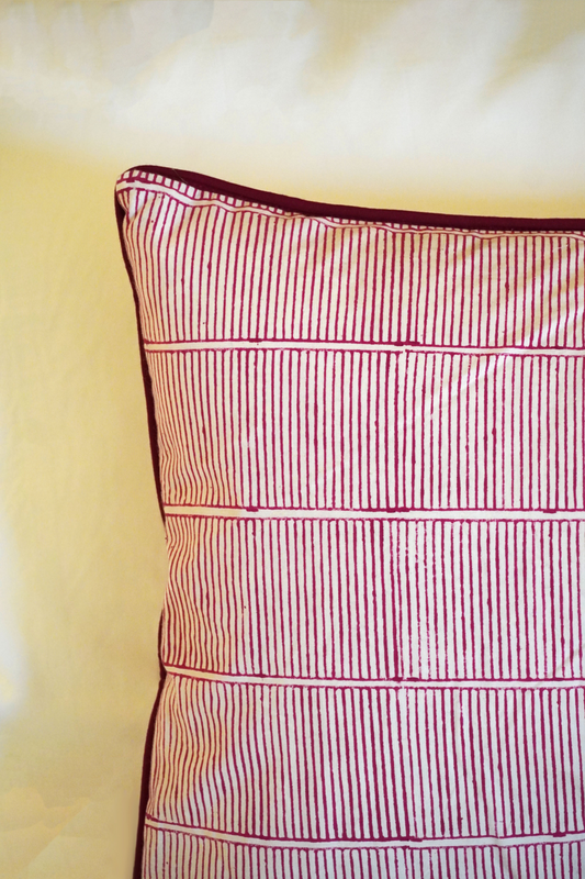 Floral Bordered Cushion Cover with Embroidery