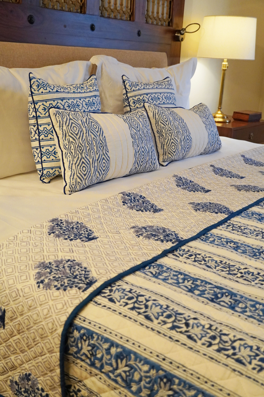 Alternate Indigo Floral Striped Quilt