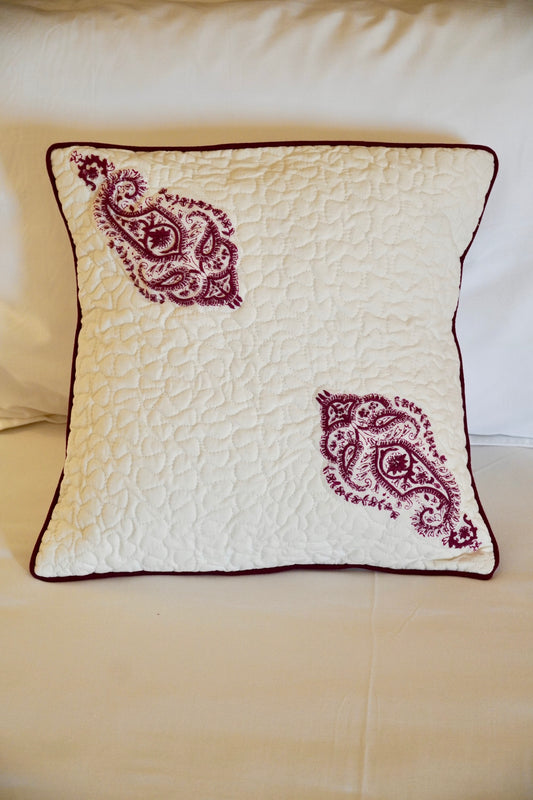 Paisley Motif Cushion Cover with Embroidery