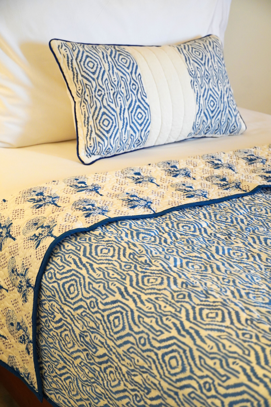 Marigold Indigo Print-on-Print Quilt