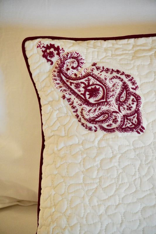 Paisley Motif Cushion Cover with Embroidery