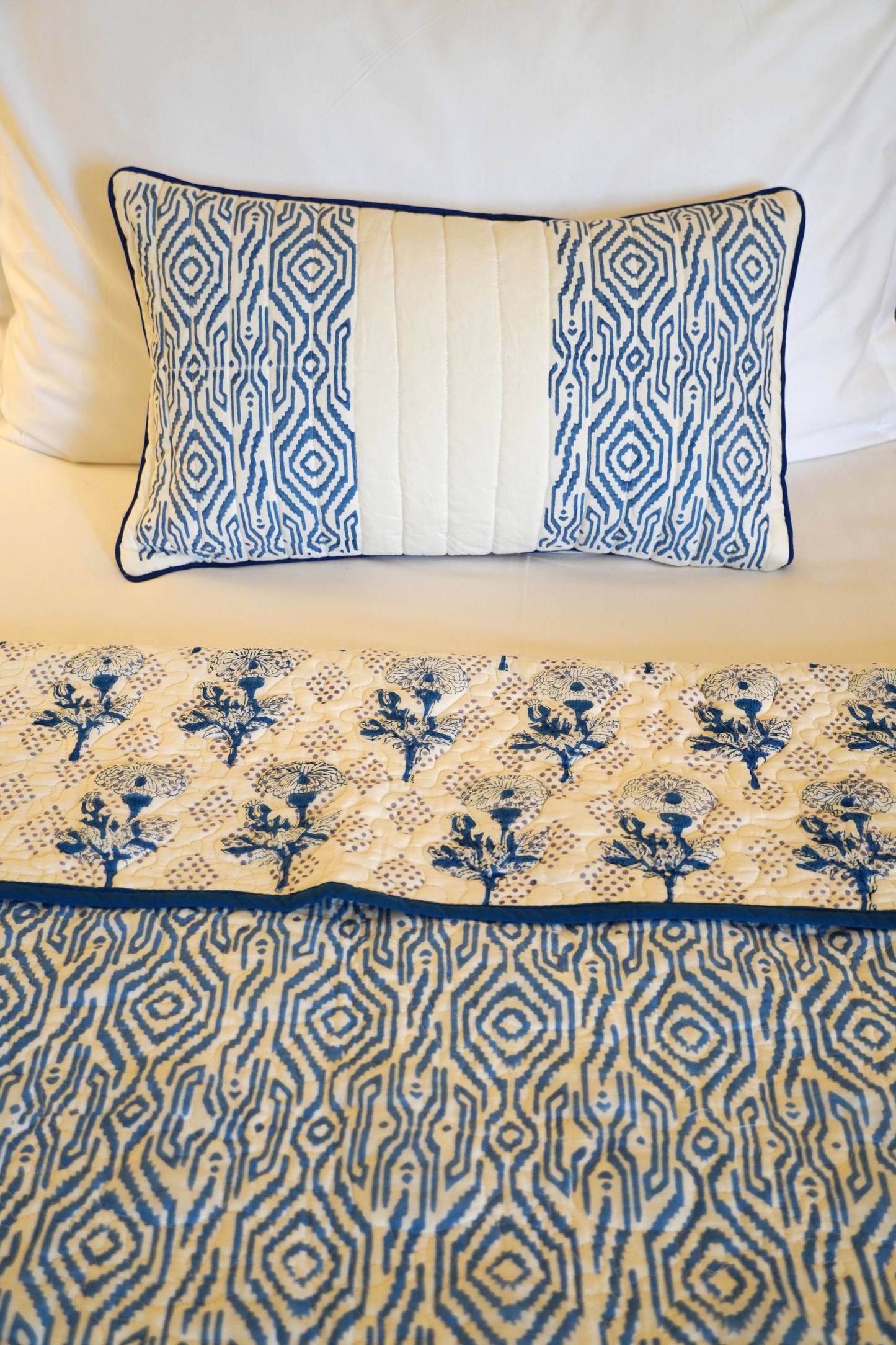 Marigold Indigo Print-on-Print Quilt