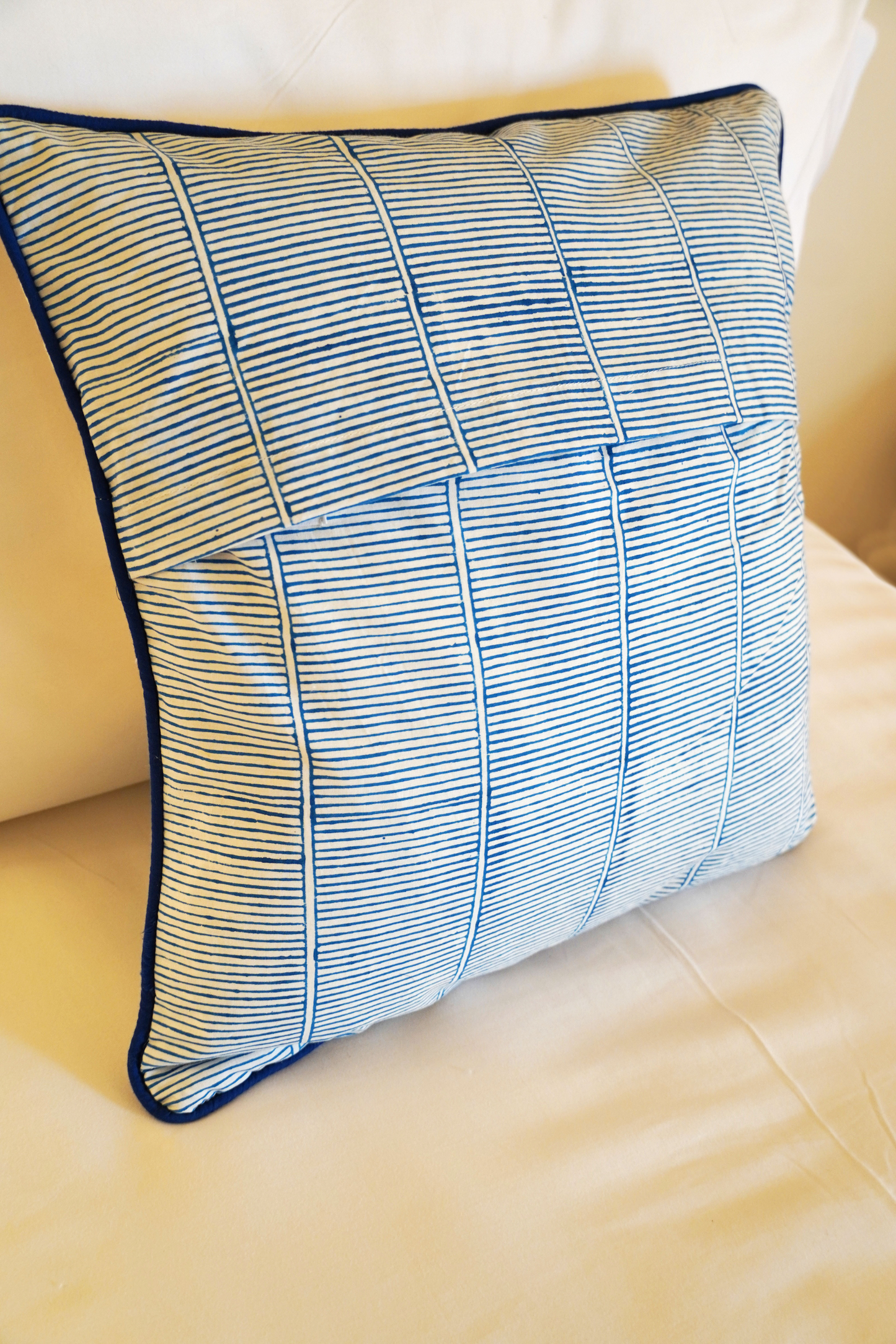 Indigo Paisley Motif Cushion Cover with Embroidery