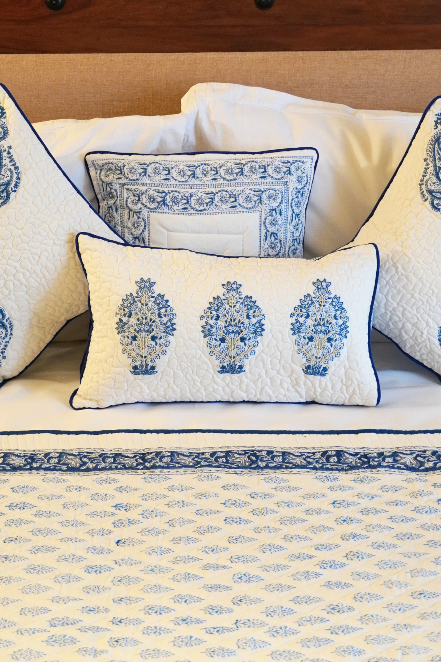 Signature Indigo Motif Cushion Cover with Embroidery