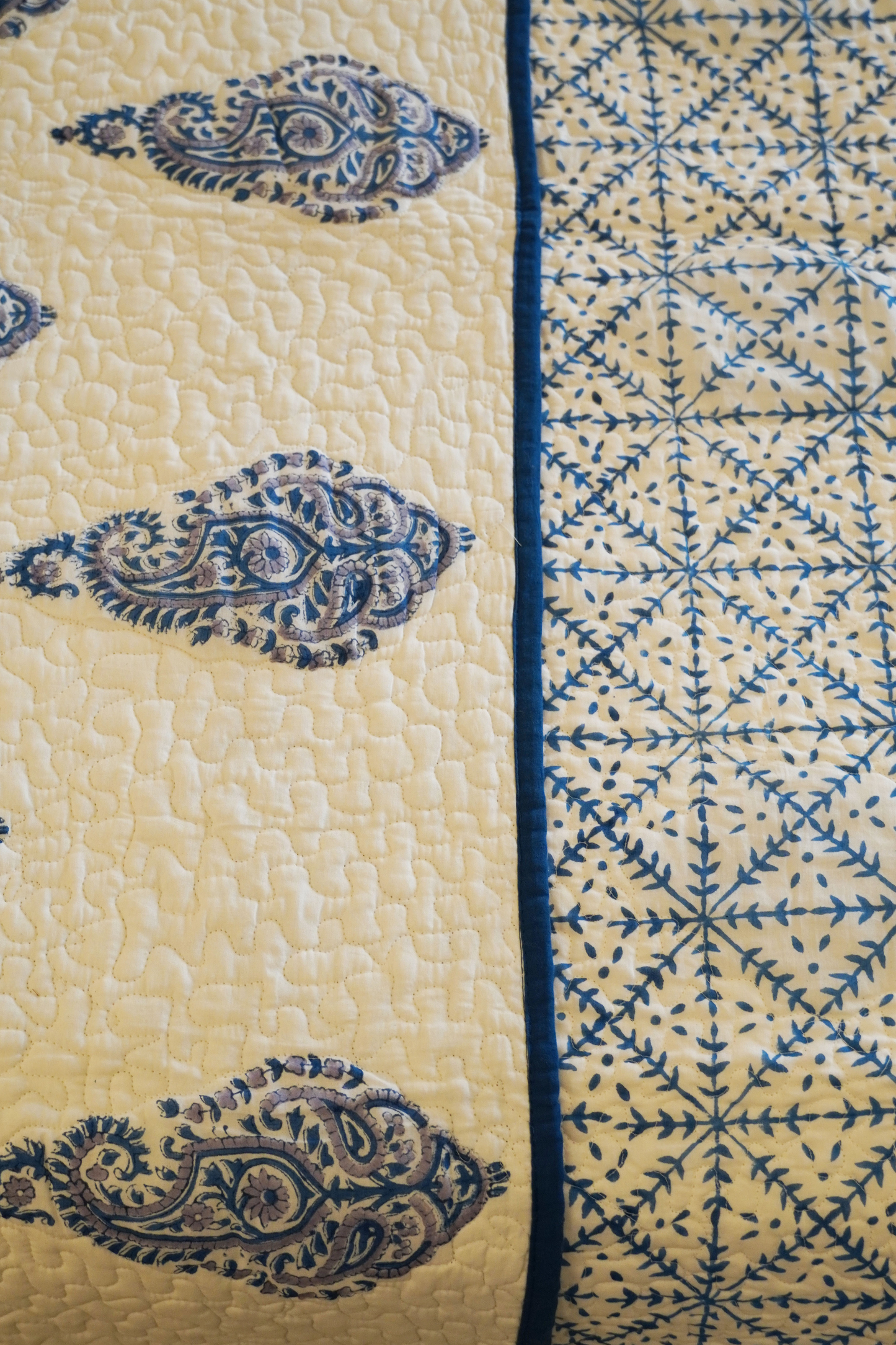 Big Floral Paisley Indigo Quilt