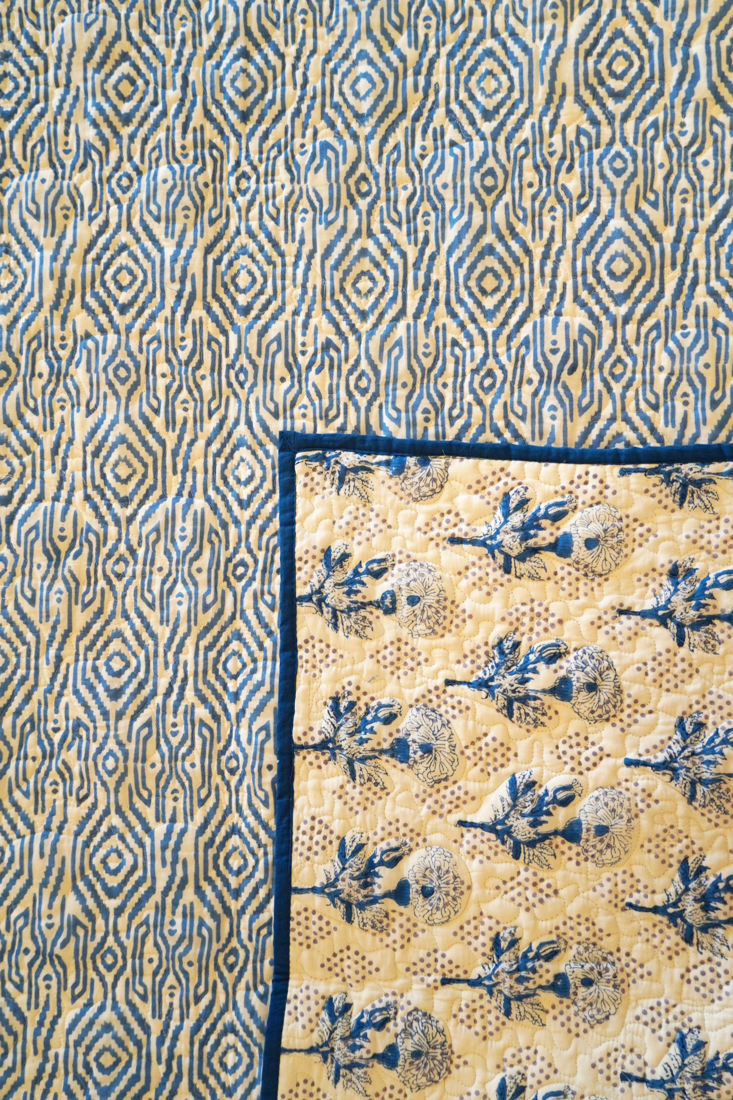 Marigold Indigo Print-on-Print Quilt