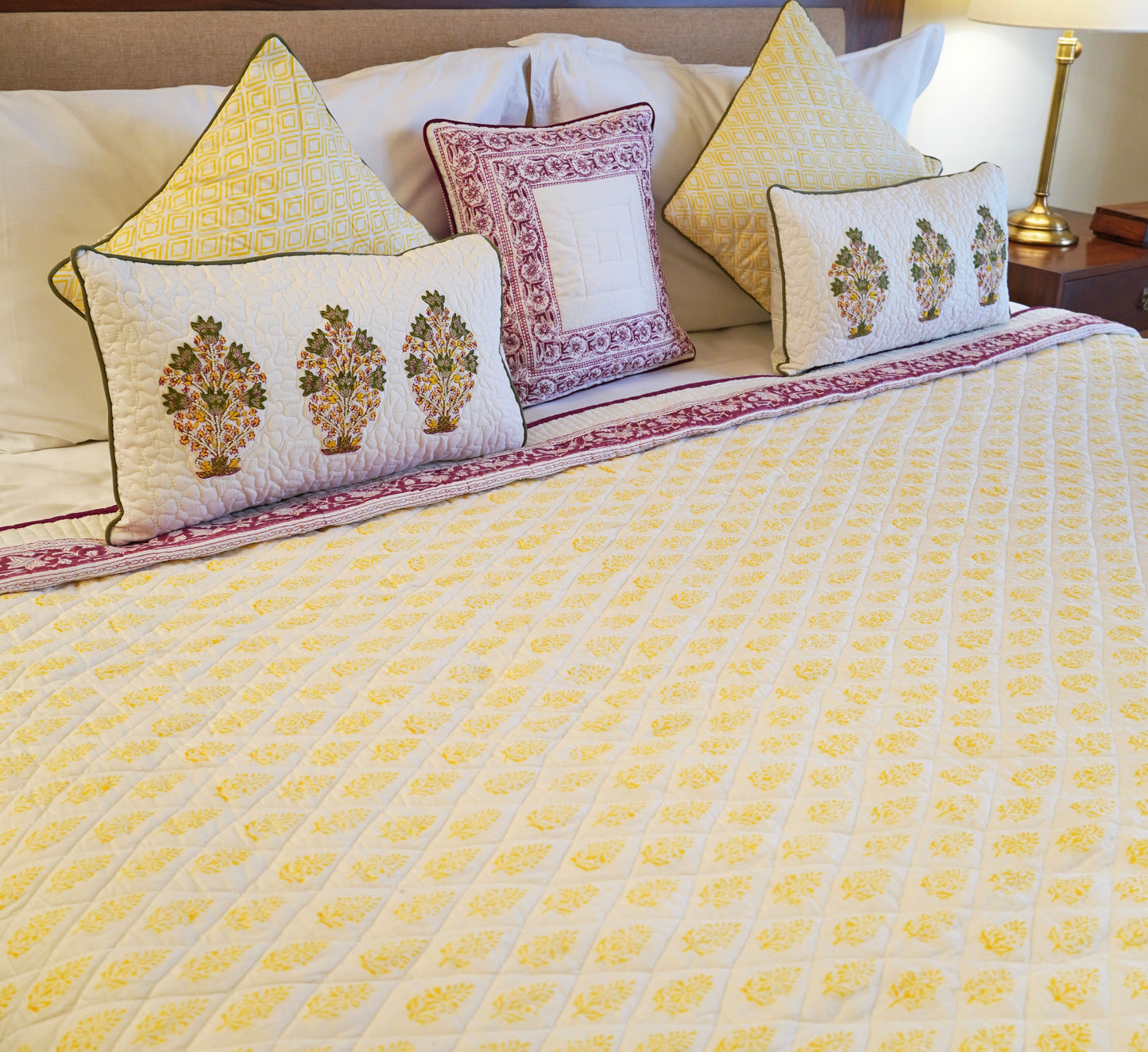 Jaipuri Yellow Ditsy Quilt