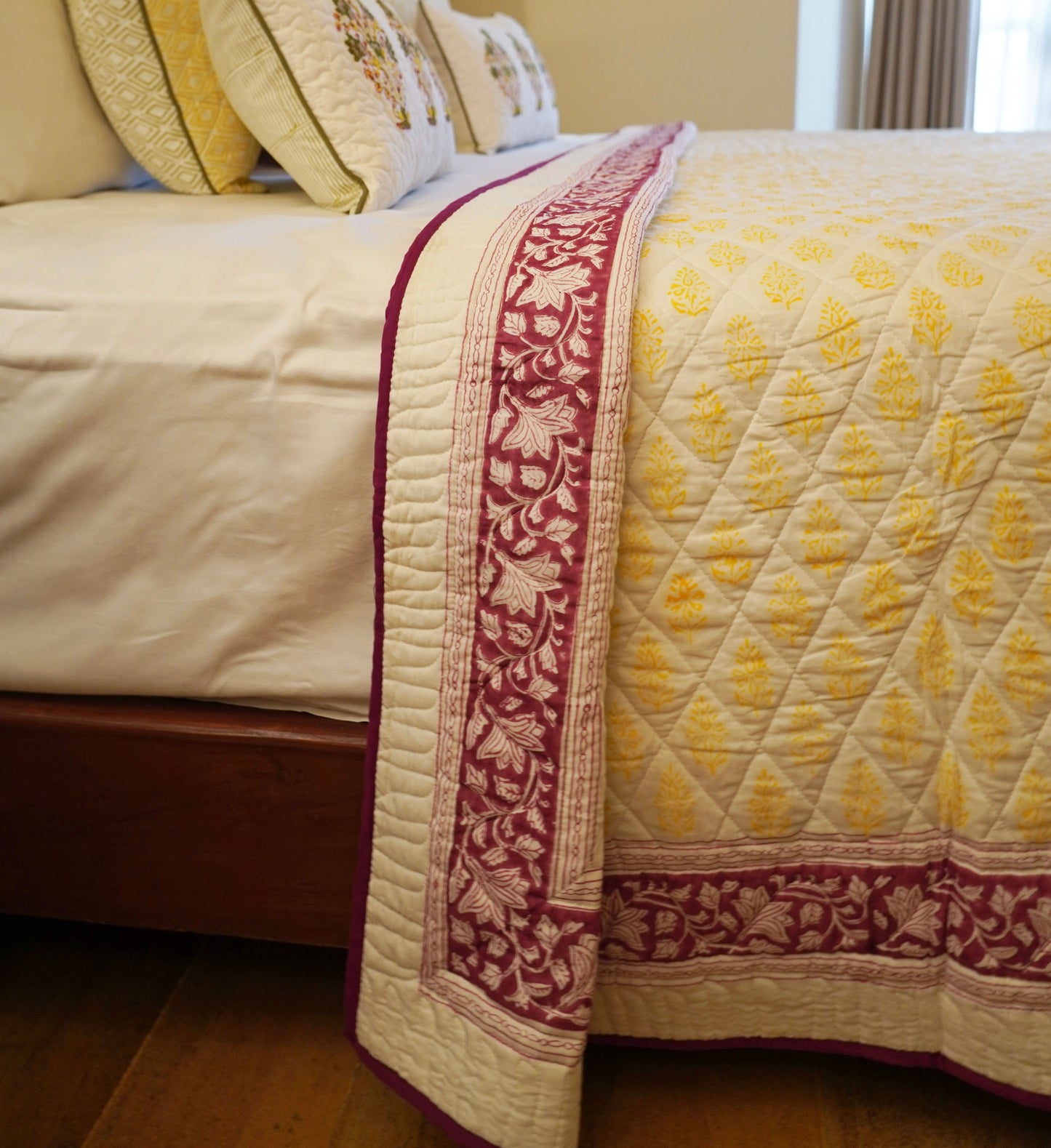 Jaipuri Yellow Ditsy Quilt