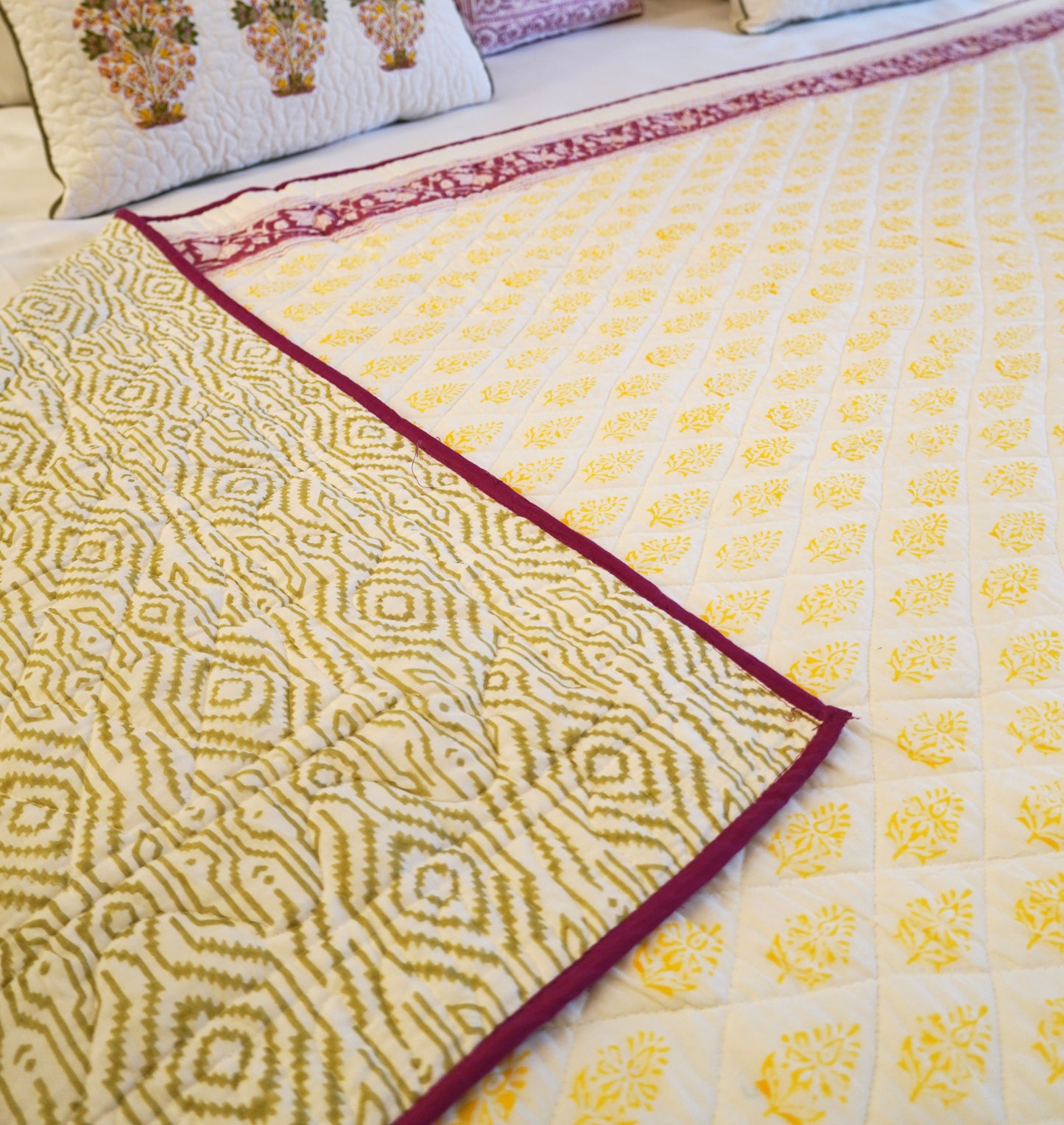 Jaipuri Yellow Ditsy Quilt