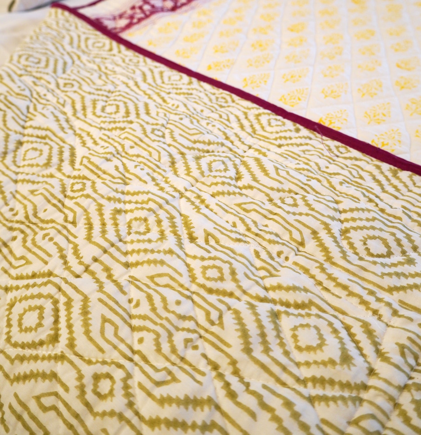 Jaipuri Yellow Ditsy Quilt