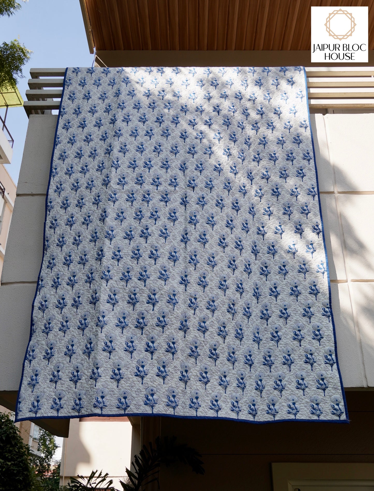 Marigold Indigo Print-on-Print Quilt