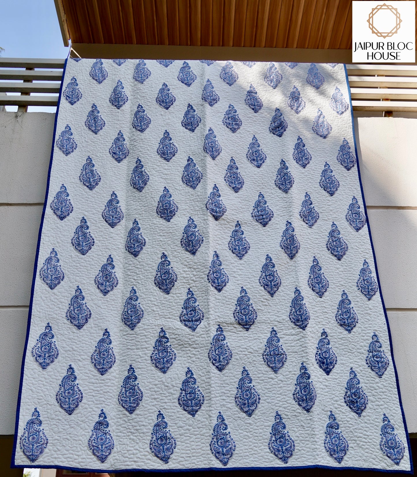 Big Floral Paisley Indigo Quilt
