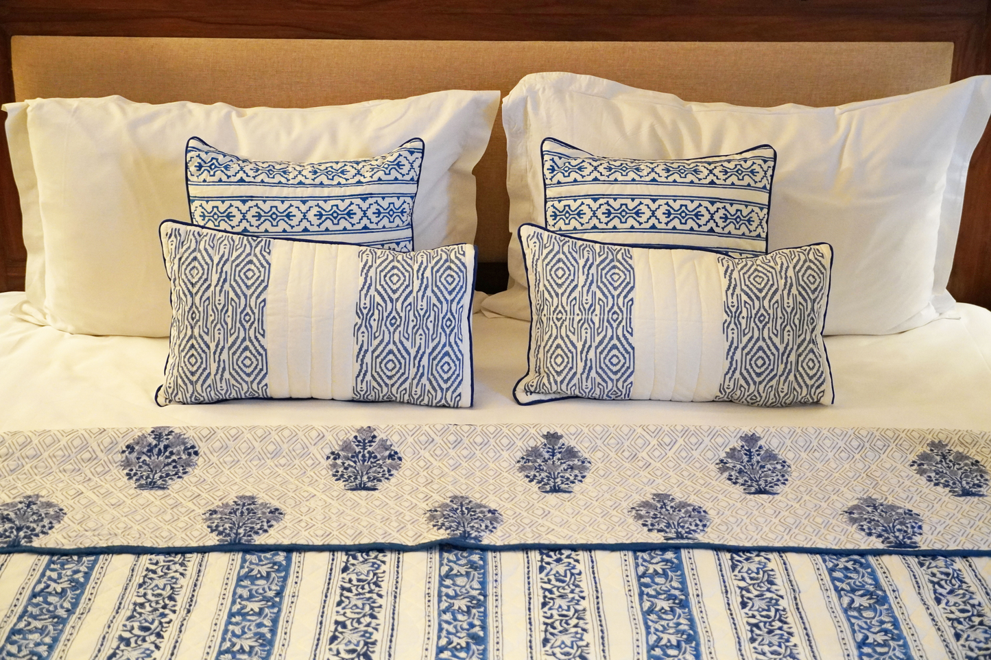 Alternate Indigo Floral Striped Quilt